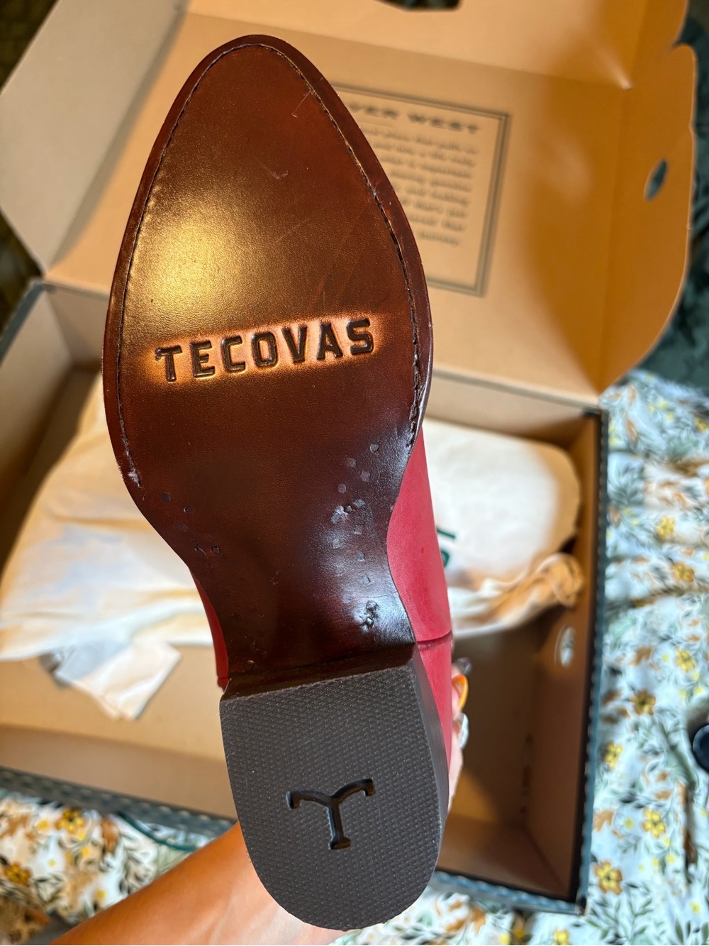 Tecovas Red Leather Women's Western Boots - Picture 4 of 4